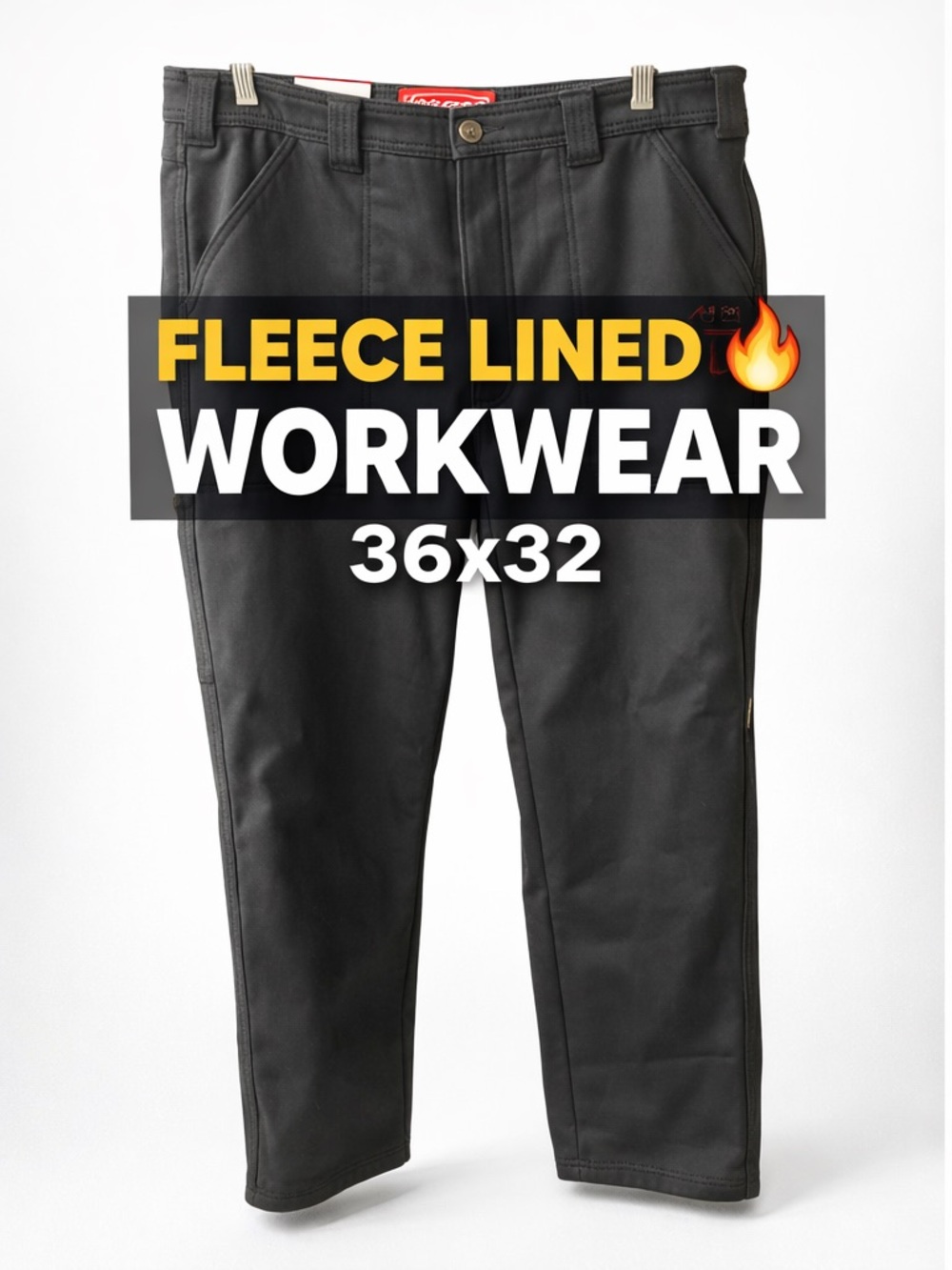 Coleman Fleece Lined Pants Mens 36x32 Workwear Utility Outdoor Black NWT